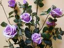 Роза искусственный куст в кашпо (сиреневый)