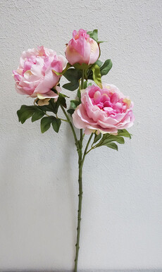 Пион искусственный люкс 2 цветка и бутон (розовый)