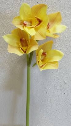 Орхидея искусственная цимбидиум латекс ветка (золотистая)