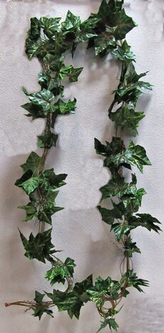 Лиана искусственная гирлянда лист плюща (зеленый с красной прожилкой)