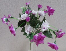 Роза искусственная комби куст (сиренево-белый)