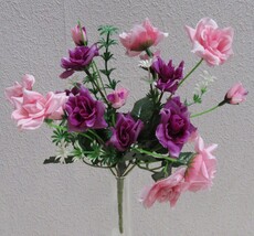 Роза искусственная комби куст (розово-фиолетовый)
