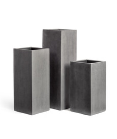 Кашпо эфектори бетон Высокий куб Темно-серый бетон