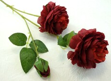 Роза искусственная пионовидная ветка (красная)