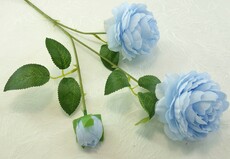 Роза искусственная пионовидная ветка (голубая)