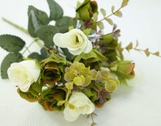 Роза искусственная букет (бело-зеленая)