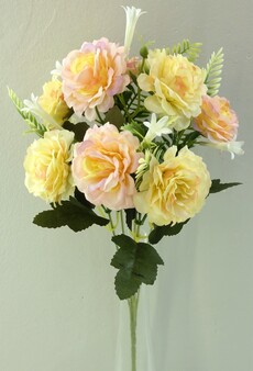 Роза искусственная и колокольчик букет (розово-персиковый)