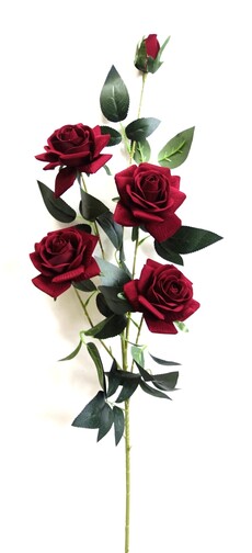 Роза искусственная бархатная ветка (бордовая)
