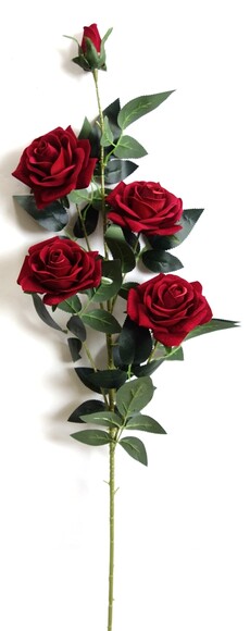 Роза искусственная бархатная ветка (красная)