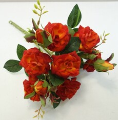 Роза искусственная с бутонами куст (оранжевая)