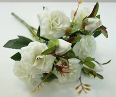 Роза искусственная с бутонами куст (белая)