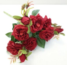 Роза искусственная с бутонами куст (красная)
