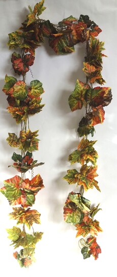 Лиана искусственная гирлянда лист винограда (трехцветная)
