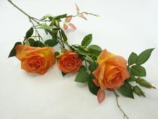 Роза искусственная ветка (желто-оранжевая)
