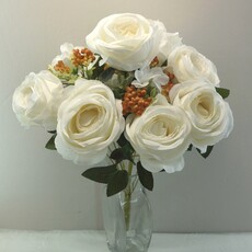 Роза искусственная и гортензия пудра букет (белый)