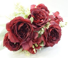 Роза искусственная пионовидная букет (красная)