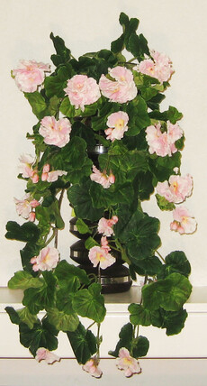 Ампельный искусственный куст (герань махровая (розовая)
