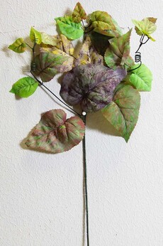 Ветка искусственная лист винограда (зелено-бордовая)