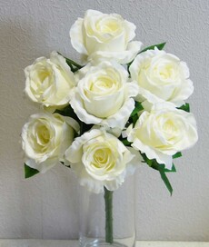 Роза искусственная винтаж букет (белая)
