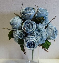 Роза искусственная букет(голубая)
