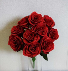 Роза искусственная букет из 10 веток (красный)