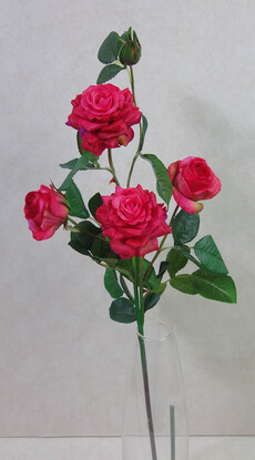Роза искусственная real touch ветка (малиновая)
