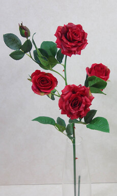 Роза искусственная real touch ветка ( красная )