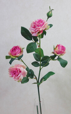 Роза искусственная real touch ветка (розовая)