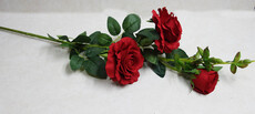 Роза искусственная ветка три цветка (красная)