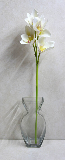 Орхидея искусственная цимбидиум латекс ветка (белая)