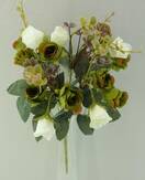 Роза искусственный букет (бело-зеленый)