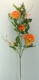Роза искусственная ветка (желто-оранжевая)