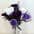 Роза искусственный букет (фиолетово-белый)