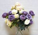 Роза искусственный букет (фиолетово-белая)